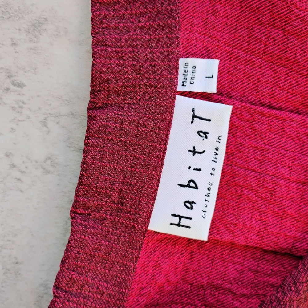 Habitat Tunic Top Red Pucker Weave Textured Chopstick Buttons Lagenlook Artsy L - Picture 5 of 9